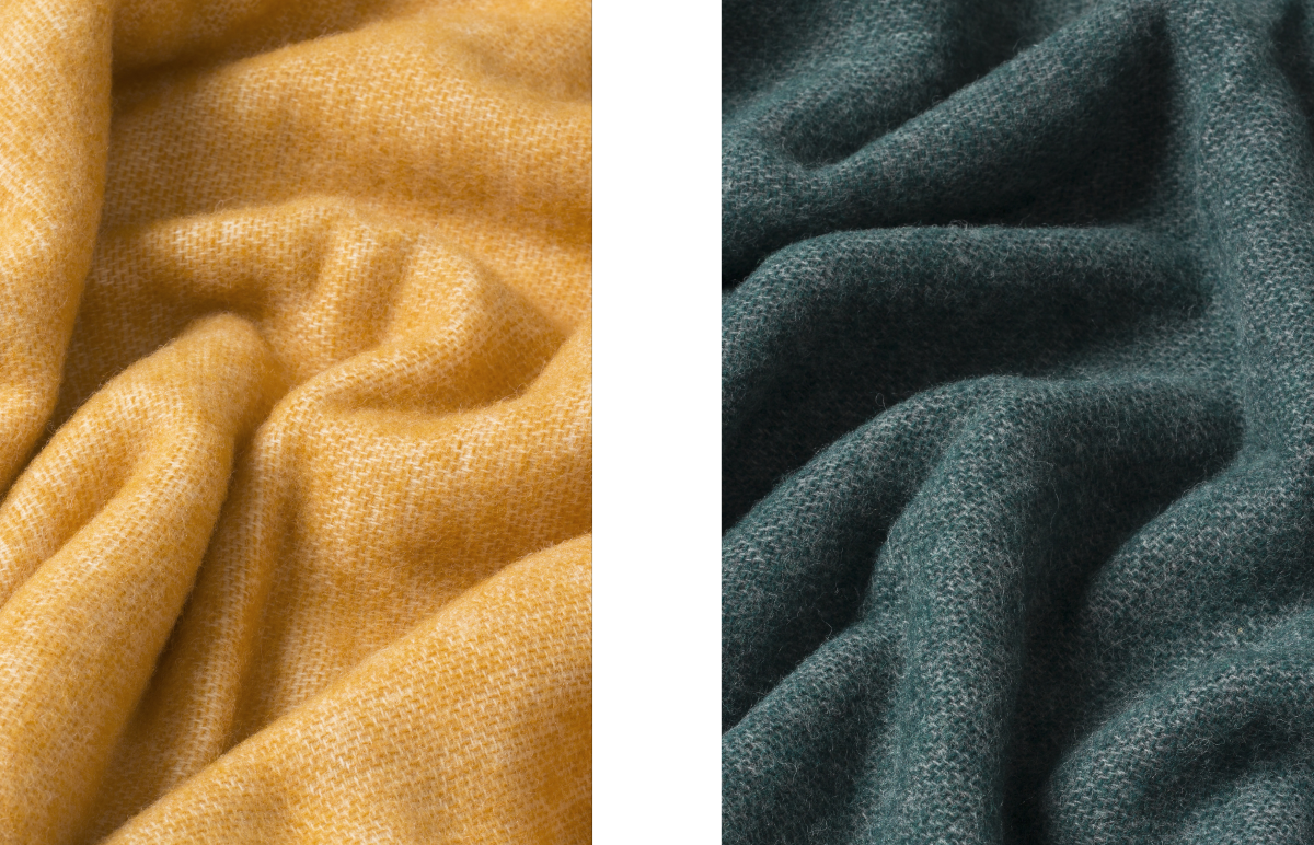 Yellow-white and green-grey Classic Wool blankets